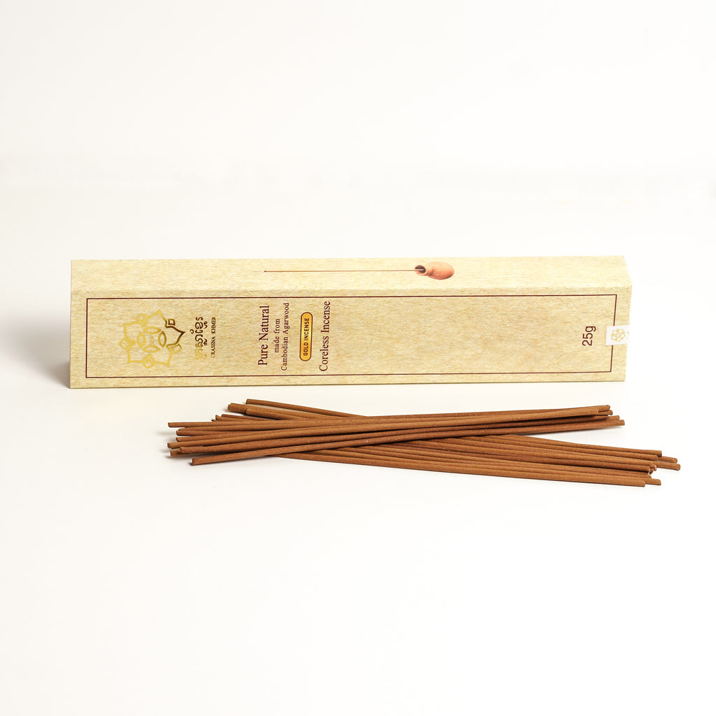 Crassna Khmer Cambodian Agarwood/Oud Incense Sticks- Gold (Coreless)