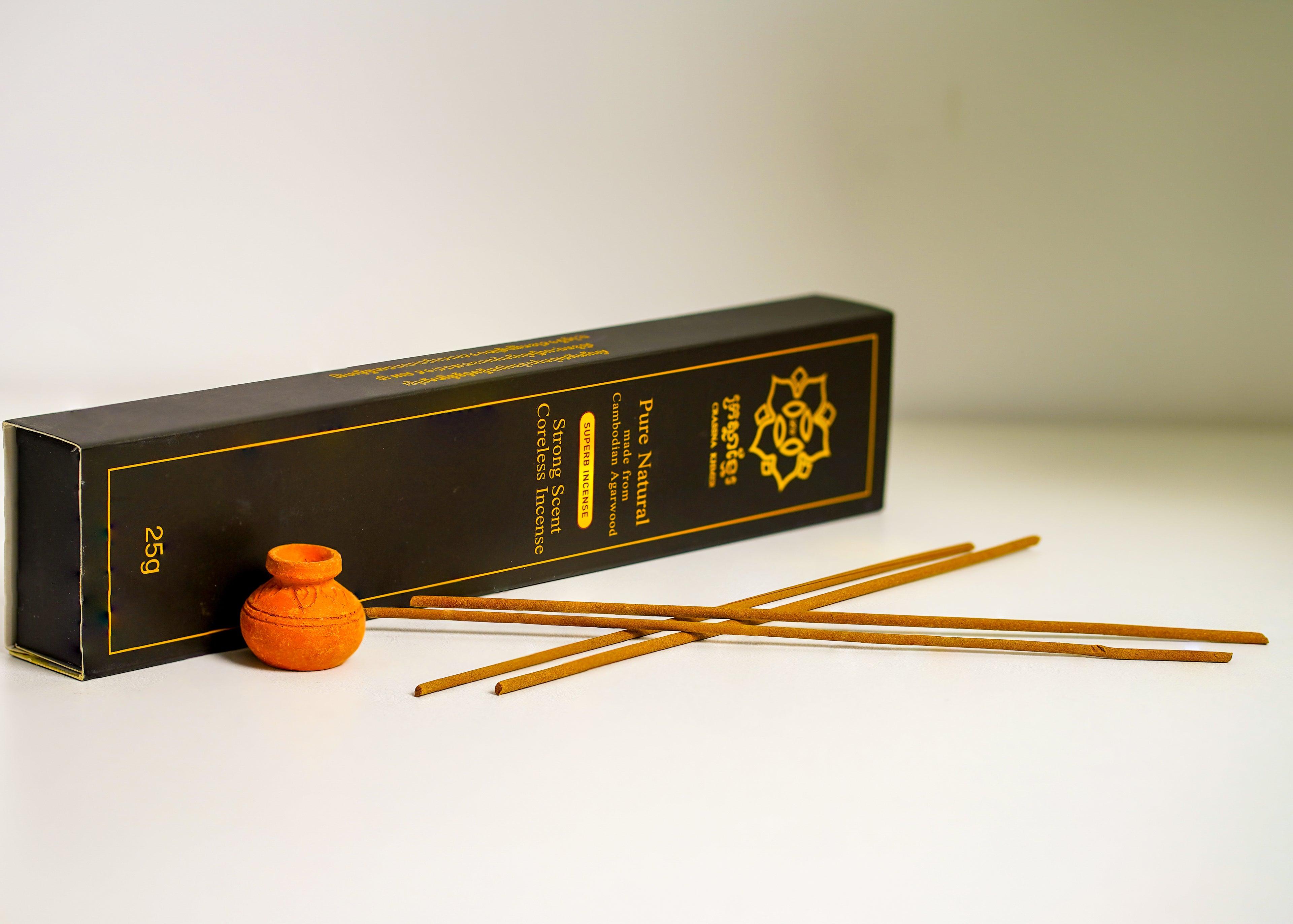 Crassna Khmer Agarwood / Oud Incense Sticks- Coreless - 25gram- Superb